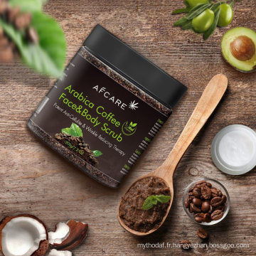 Gommage pour le corps au café naturel exfoliant à base de plantes OEM Gommage pour le corps au café blanchissant